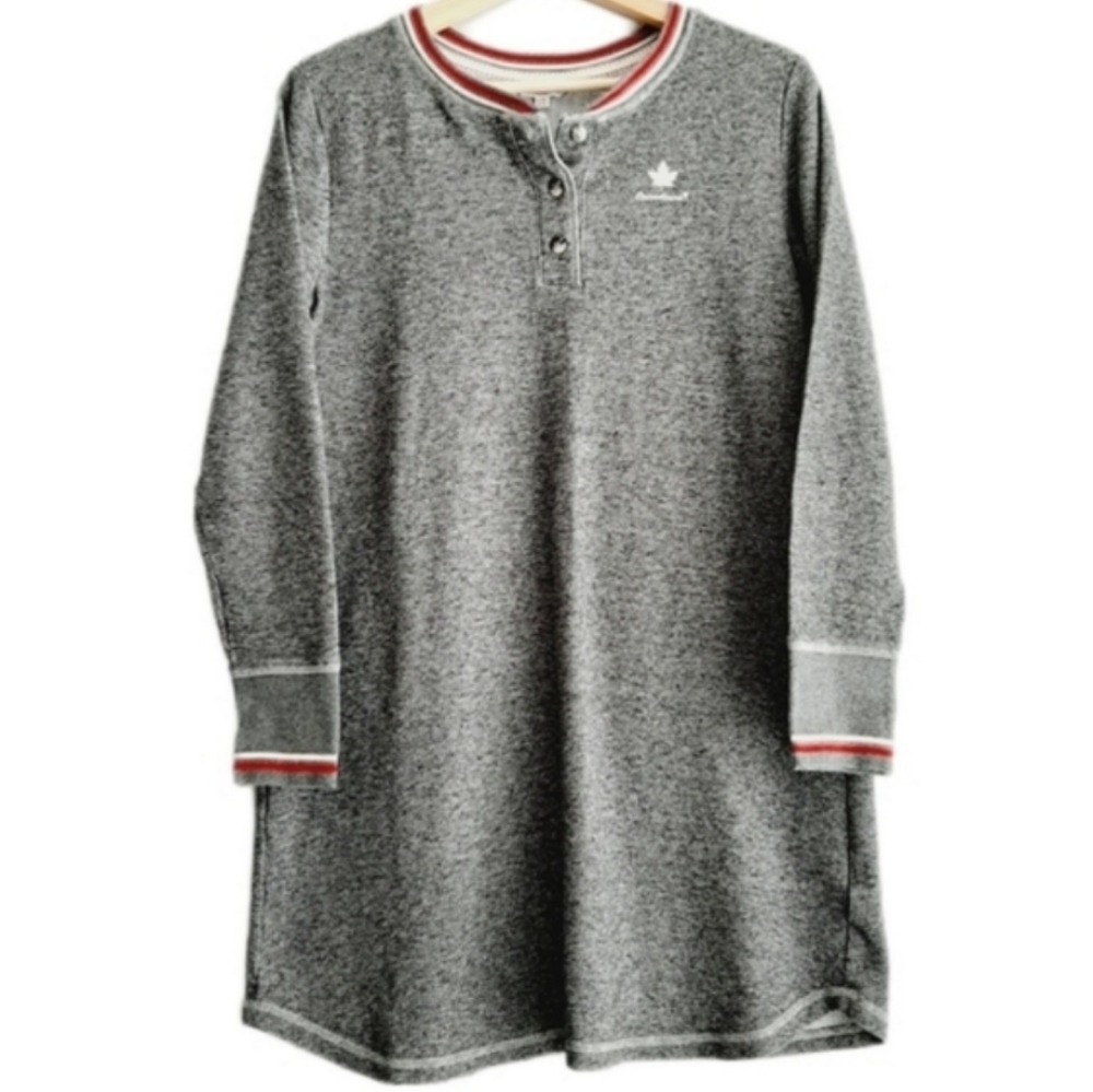 🍒 Canadiana Soft Waffle Sweatshirt Tunic Top / Dress Grey Kids Youth Sz L